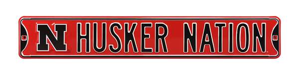 Nebraska Cornhuskers Steel Street Sign with Logo-HUSKER NATION   