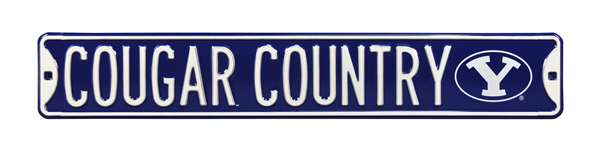 BYU Cougars Steel Street Sign with Logo-COUGAR COUNTRY   