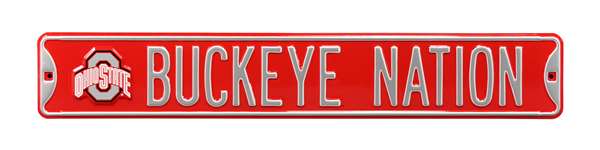 Ohio State Buckeyes Steel Street Sign with Logo-BUCKEYE NATION   