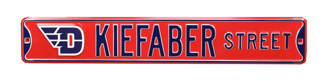 Dayton Flyers Steel Street Sign with Logo-KIEFABER STREET    