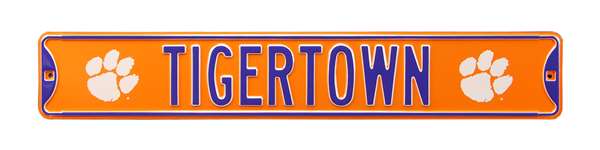 Clemson Tigers Steel Street Sign with Logo-TIGERTOWN    