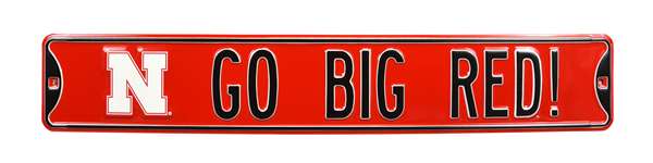 Nebraska Cornhuskers Steel Street Sign with Logo-GO BIG RED!   