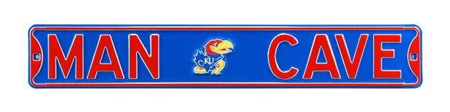 Kansas Jayhawks Steel Street Sign with Logo-MAN CAVE   