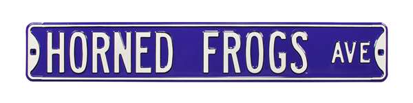 TCU Horned Frogs Steel Street Sign-HORNED FROGS AVE    