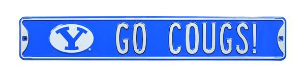 BYU Cougars Steel Street Sign with Logo-GO COUGS!    