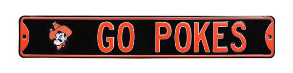 Oklahoma State Cowboys Steel Street Sign with Logo-GO POKES    
