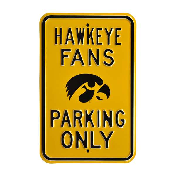 Iowa Hawkeyes Steel Parking Sign with Logo     