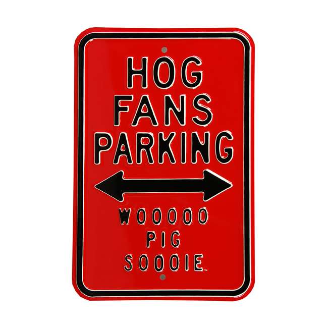 Arkansas Razorbacks Steel Parking Sign-Woo Pig Sooie   