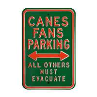 Miami Hurricanes Steel Parking Sign-Must Evacuate   