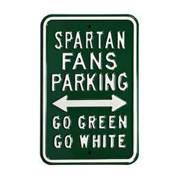 Michigan State Spartans Steel Parking Sign-Go Green Go White   