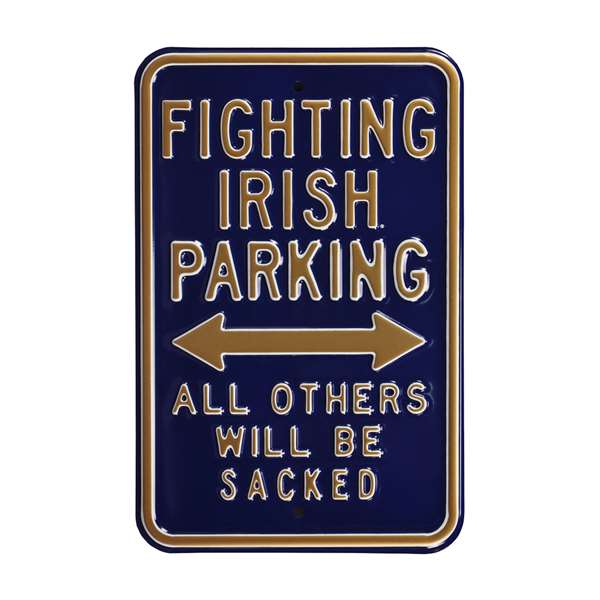 Notre Dame Steel Parking Sign-Fighting Irish   