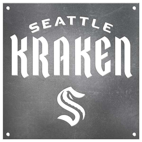 Seattle Kraken Laser Cut Raw Steel Sign Spirit Size-Wordmark Logo   