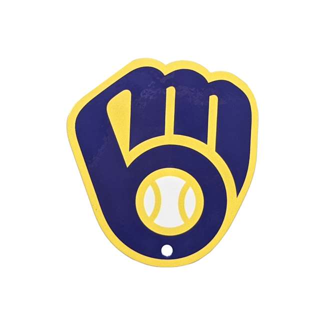 Milwaukee Brewers Laser Cut Logo Steel Magnet-2020 Brewers Glove-Navy