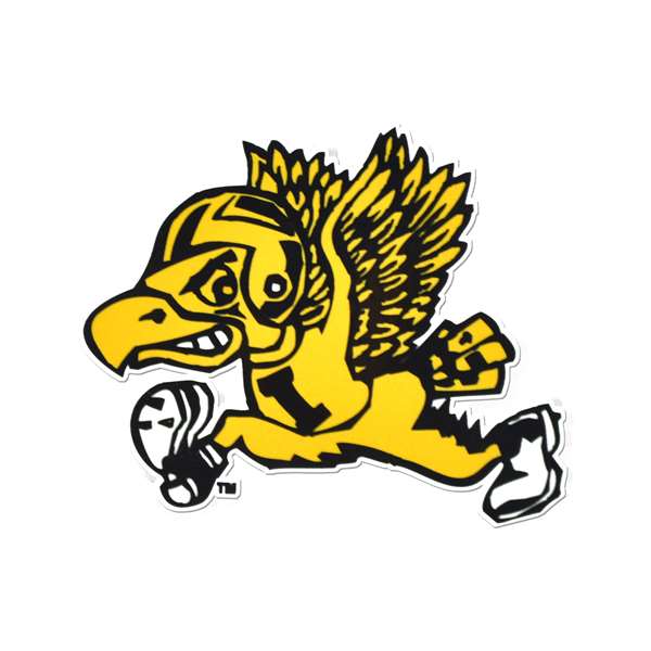 Iowa Hawkeyes Laser Cut Logo Steel Magnet-Old School Flying Football Herky