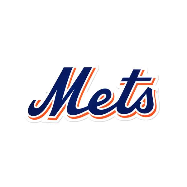 New York Mets Laser Cut Steel Logo Spirit Size-Mets Script