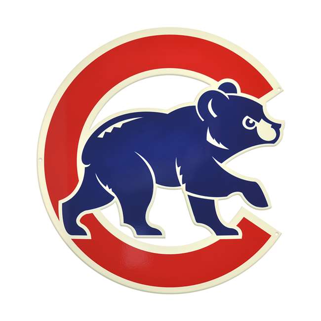 Chicago Cubs Laser Cut Steel Logo Statement Size-Walking Bear