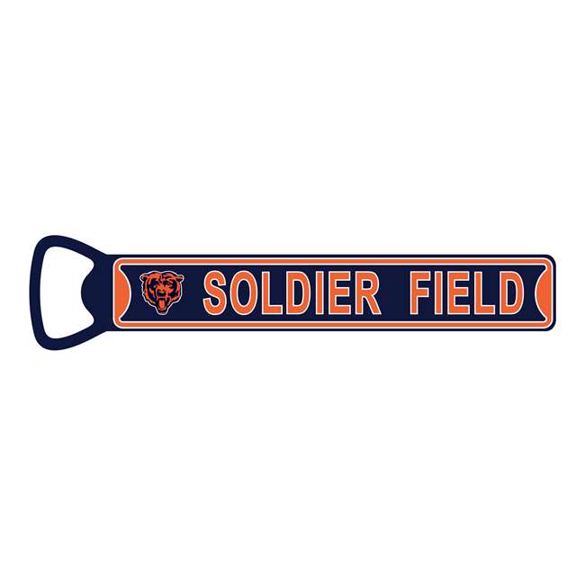 Chicago Bears Steel Bottle Opener 7 Inch Magnet-SOLDIER FIELD