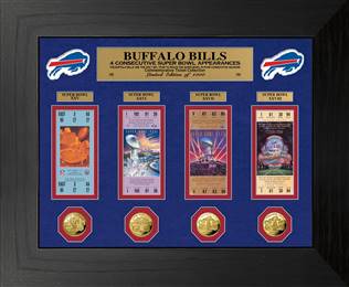 Buffalo Bills 4 Consecutive Super Bowl Appearances Deluxe Gold Coin & Ticket Collection  