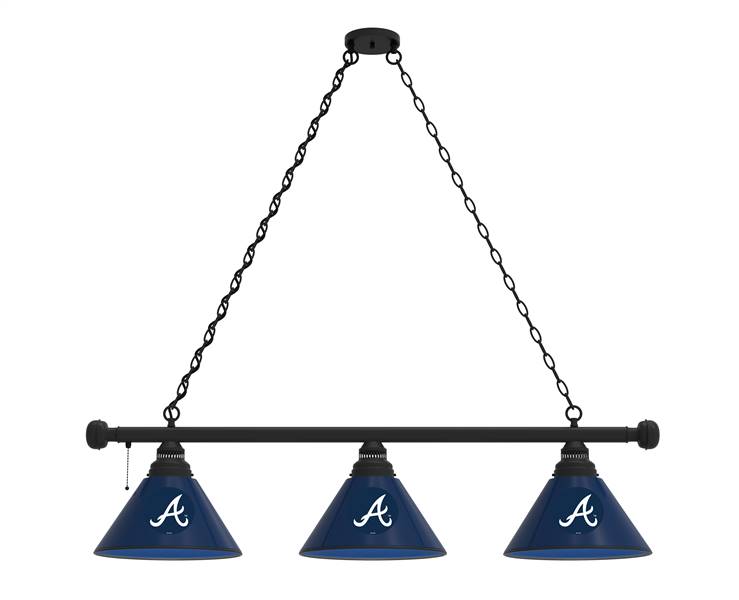 Atlanta Braves 3 Shade Billiard Light with Black Fixture