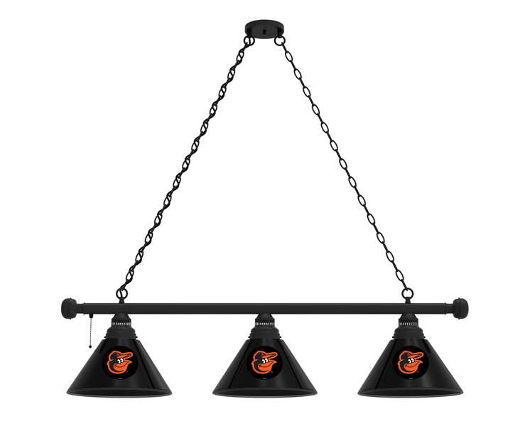 Baltimore Orioles 3 Shade Billiard Light with Black Fixture