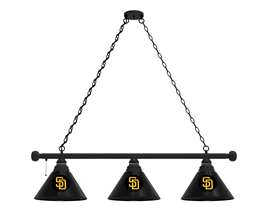San Diego Padres 3 Shade Billiard Light with Black Fixture