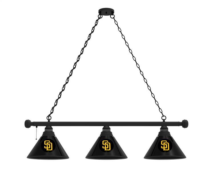 San Diego Padres 3 Shade Billiard Light with Black Fixture