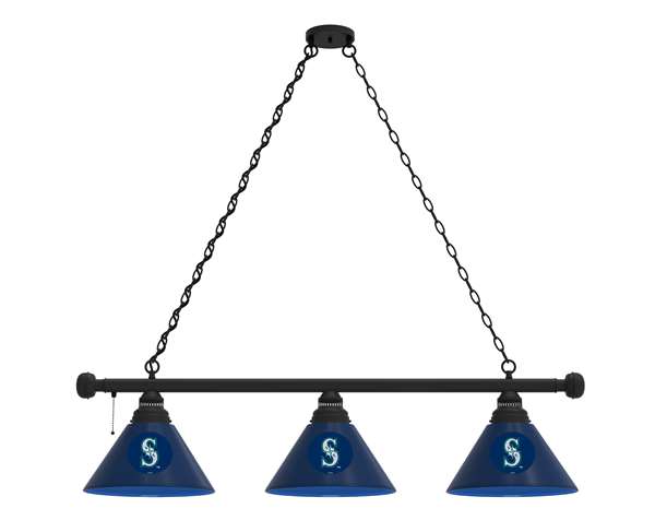 Seattle Mariners 3 Shade Billiard Light with Black Fixture