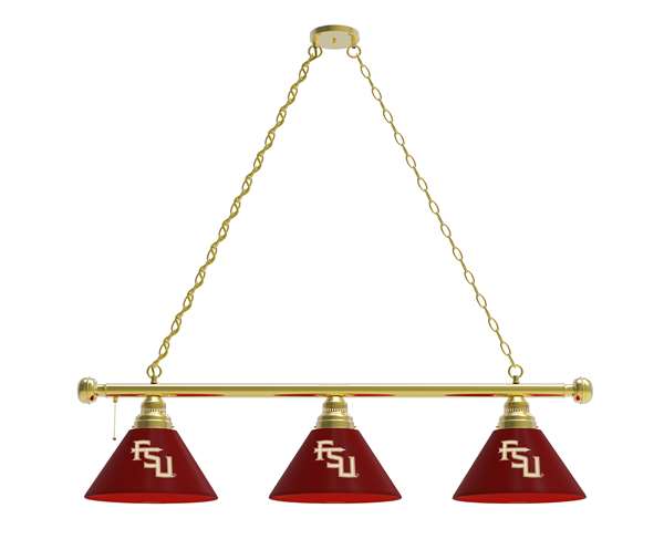 Florida State (Script) 3 Shade Billiard Light with Brass Fixture