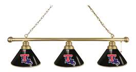 Louisiana Tech University 3 Shade Billiard Light with Brass Fixture