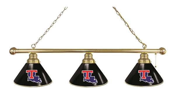 Louisiana Tech University 3 Shade Billiard Light with Brass Fixture