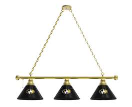 Michigan Tech University 3 Shade Billiard Light with Brass Fixture