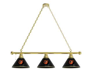 Baltimore Orioles 3 Shade Billiard Light with Brass Fixture