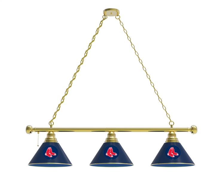 Boston Red Sox 3 Shade Billiard Light with Brass Fixture