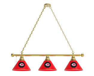 Cincinnati Reds 3 Shade Billiard Light with Brass Fixture