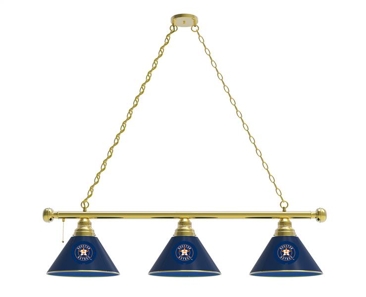 Houston Astros 3 Shade Billiard Light with Brass Fixture