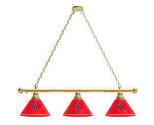 Los Angeles Angels 3 Shade Billiard Light with Brass Fixture