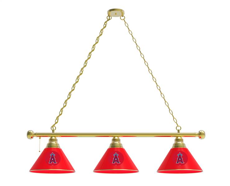 Los Angeles Angels 3 Shade Billiard Light with Brass Fixture
