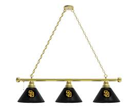 San Diego Padres 3 Shade Billiard Light with Brass Fixture