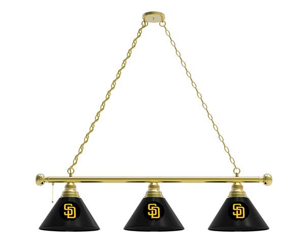 San Diego Padres 3 Shade Billiard Light with Brass Fixture