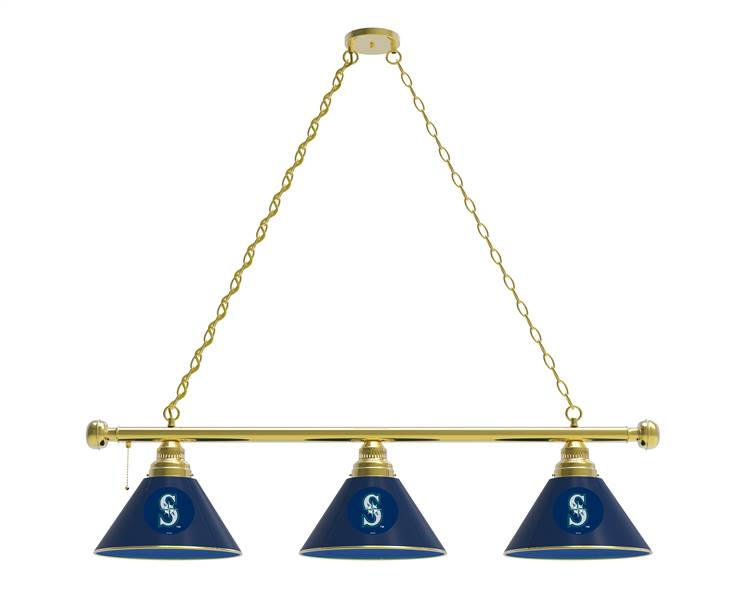 Seattle Mariners 3 Shade Billiard Light with Brass Fixture