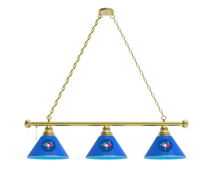 Toronto Blue Jays 3 Shade Billiard Light with Brass Fixture