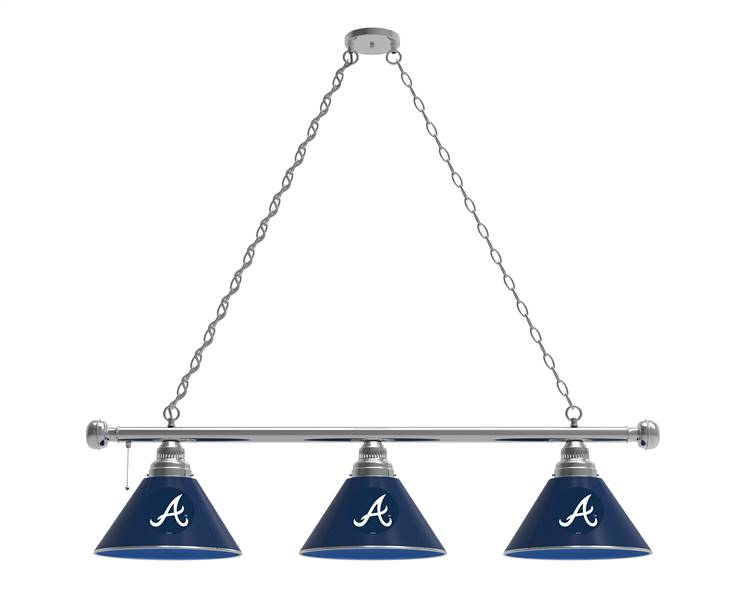 Atlanta Braves 3 Shade Billiard Light with Chrome FIxture