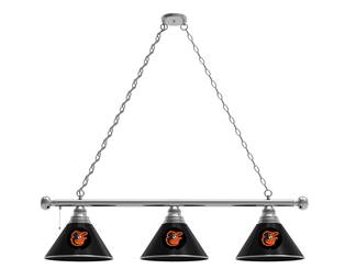 Baltimore Orioles 3 Shade Billiard Light with Chrome FIxture