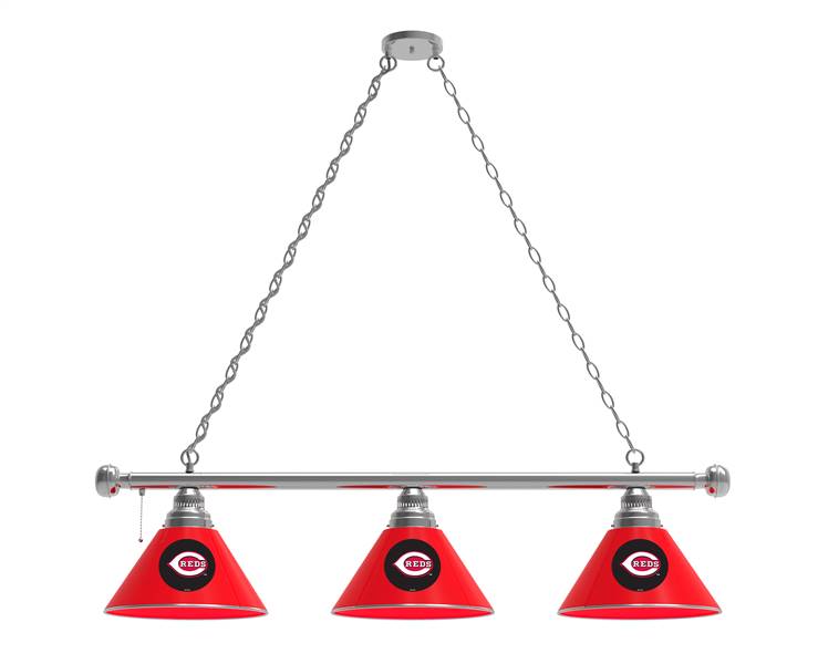 Cincinnati Reds 3 Shade Billiard Light with Chrome FIxture