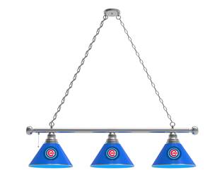 Chicago Cubs 3 Shade Billiard Light with Chrome FIxture