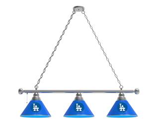 Los Angeles Dodgers 3 Shade Billiard Light with Chrome FIxture