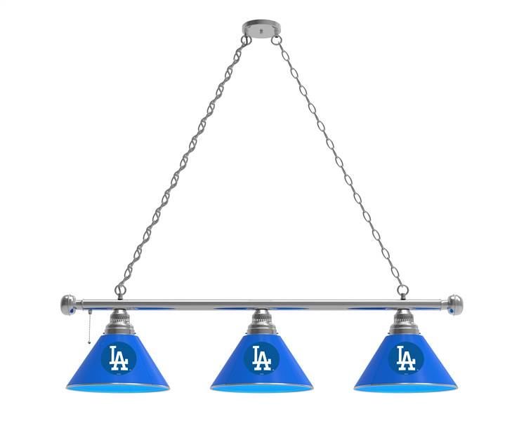 Los Angeles Dodgers 3 Shade Billiard Light with Chrome FIxture