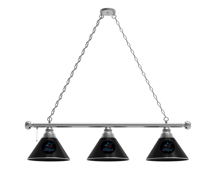 Miami Marlins 3 Shade Billiard Light with Chrome FIxture