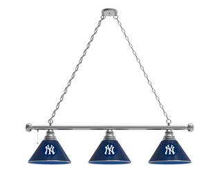 New York Yankees 3 Shade Billiard Light with Chrome FIxture