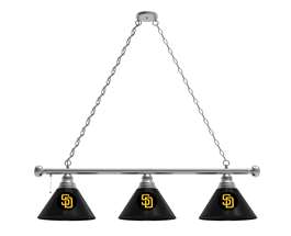 San Diego Padres 3 Shade Billiard Light with Chrome FIxture